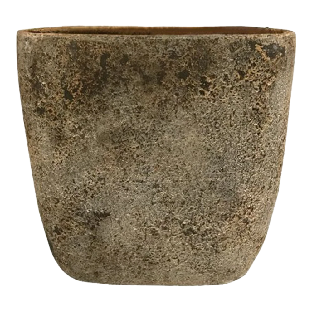 Bloempot Shanon Ovaal - L38 X B16 X H38cm - Earth Zwart