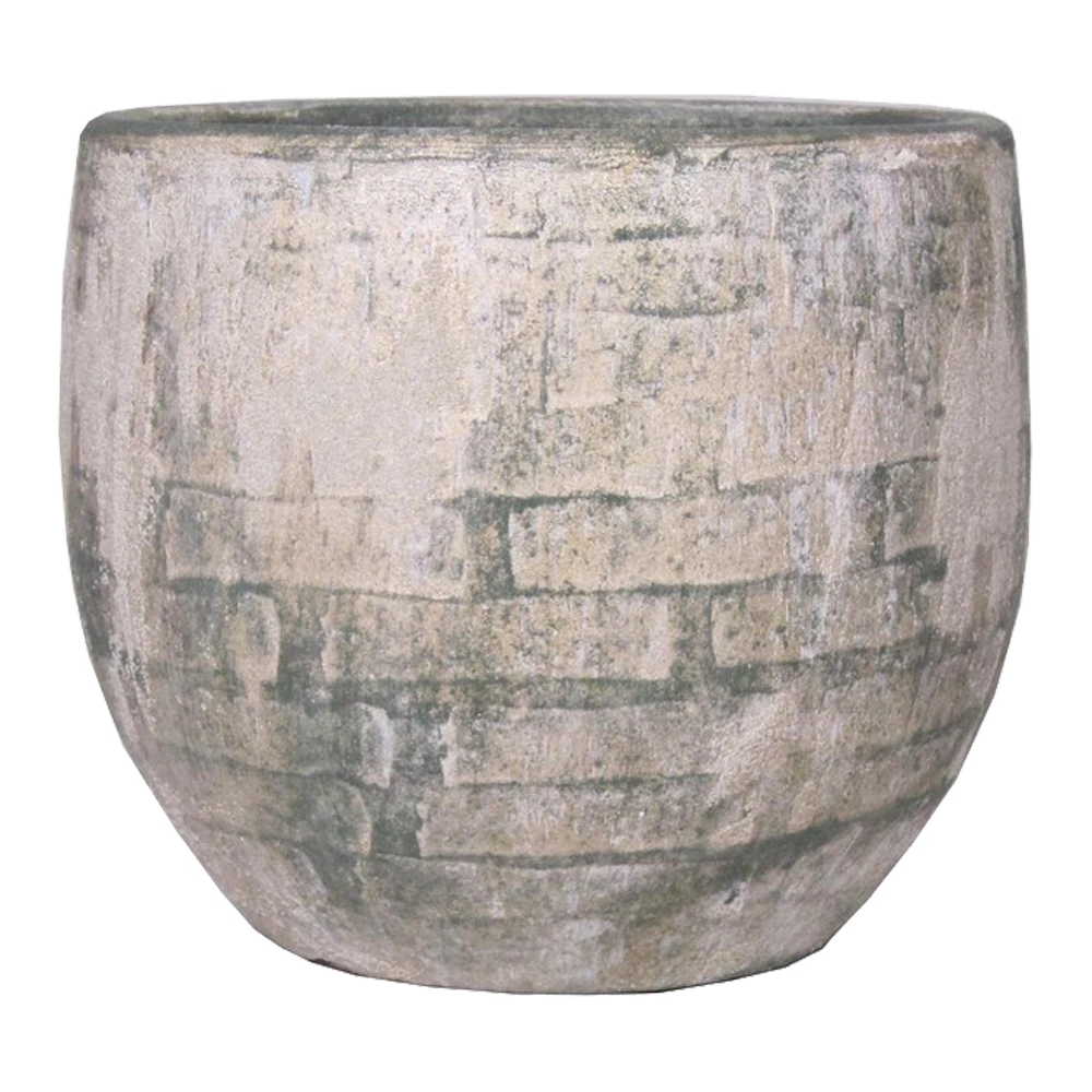 Bloempot Steef - D49 X H45cm - Creme Groen 1 Bloempot Steef - D49 X H45cm - Creme Groen