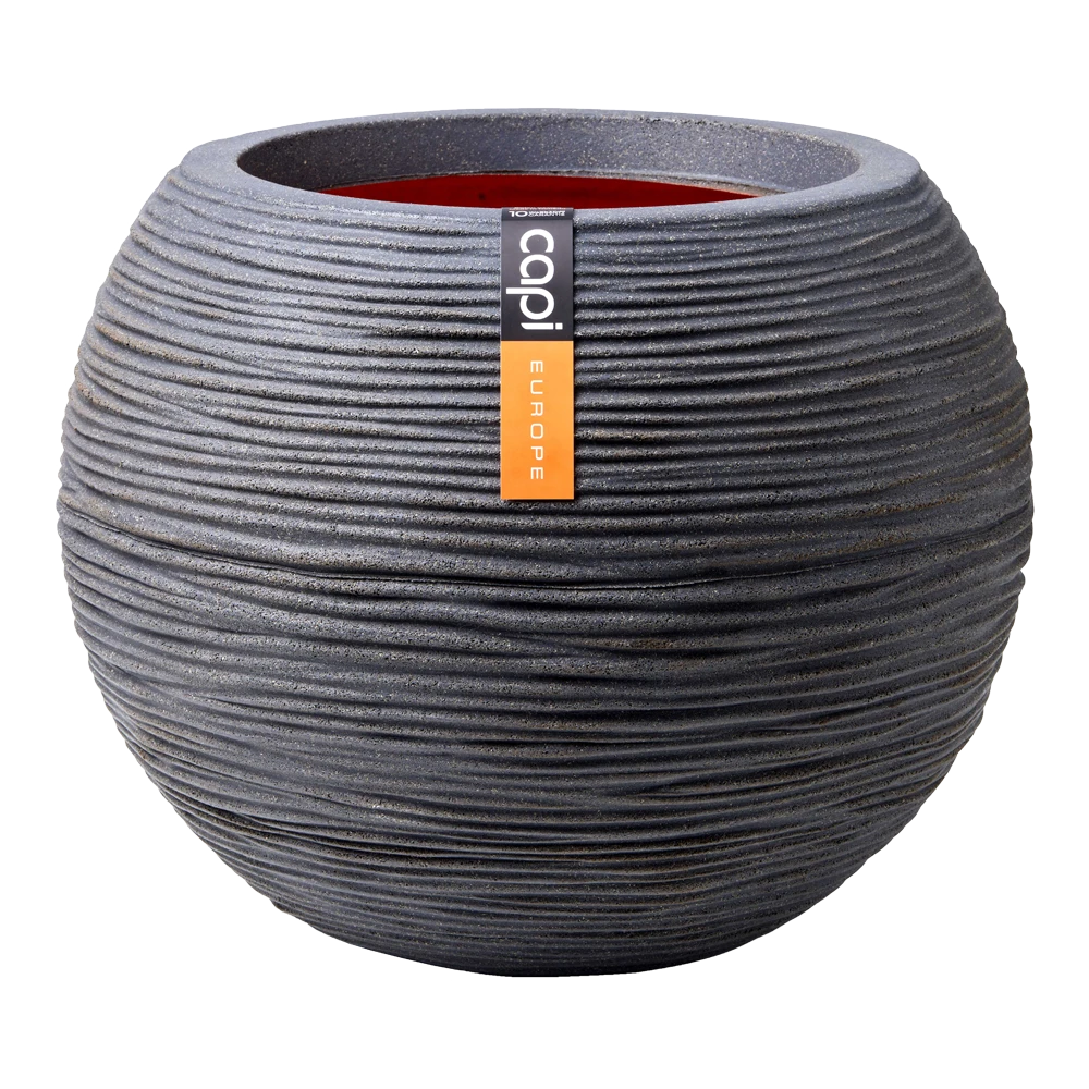 Capi Bloempot Hoog Nature Rib NL - D40 X H32cm - Donkergrijs 1 Capi Bloempot Hoog Nature Rib NL - D40 X H32cm - Donkergrijs