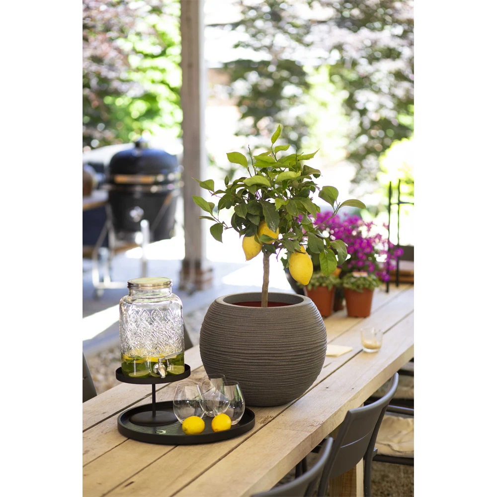 Capi Bloempot Hoog Nature Rib NL - D40 X H32cm - Donkergrijs 2 Capi Bloempot Hoog Nature Rib NL - D40 X H32cm - Donkergrijs - Afbeelding 2