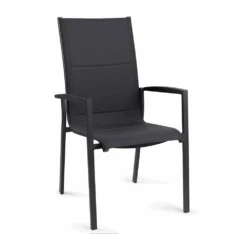 Tuinstoel Foxx Met Hoge Rugleuning - Alu Stapelbare Stoel - Charcoal