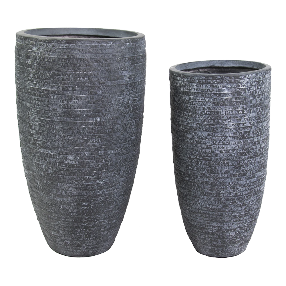 Bloempot Utah High Vase - D34 X H66cm - Donkergrijs 2 Bloempot Utah High Vase - D34 X H66cm - Donkergrijs - Afbeelding 2