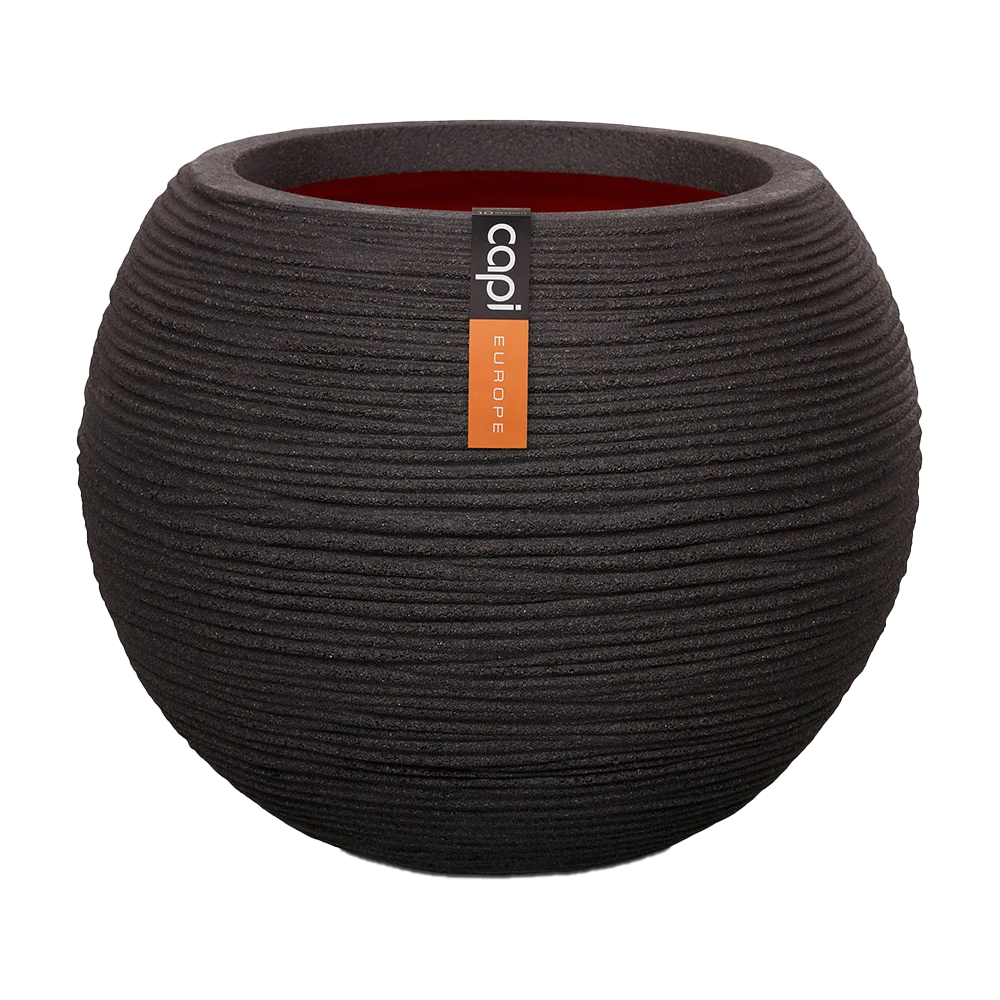Capi Bloempot Hoog Nature Rib NL - D40 X H32cm - Zwart 1 Capi Bloempot Hoog Nature Rib NL - D40 X H32cm - Zwart