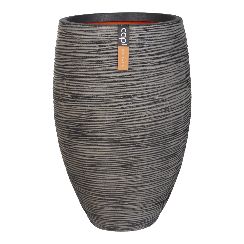 Capi Bloempot Hoog Nature Elegant Deluxe Rib NL - D56 X H84cm - Antraciet 1 Capi Bloempot Hoog Nature Elegant Deluxe Rib NL - D56 X H84cm - Antraciet
