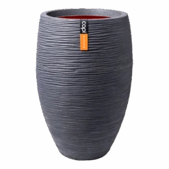 Capi Bloempot Hoog Nature Elegant Deluxe Rib NL - D56 X H84cm - Donkergrijs
