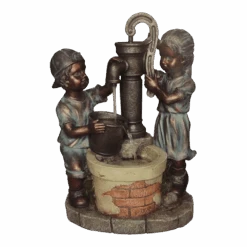 Waterornament Kinderen Aan Pomp - 61,2cmcm Hoog - Polystone